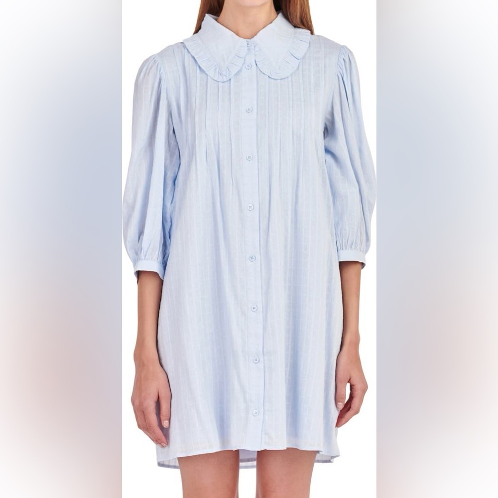 🔆 Anthropology, English Factory Light Blue Mini Shirt Dress